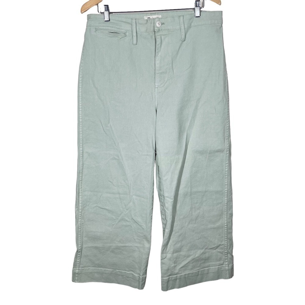 Madewell Emmett Wide-Leg Crop Green Cotton High Rise Pants Womens Size 32